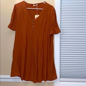 Entro Size L baby doll dress rust color